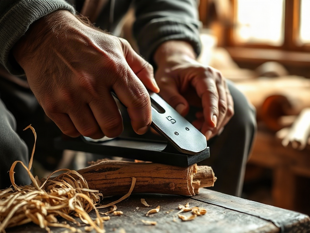 A hand plane on pine (AI-generated illustration, demo only)