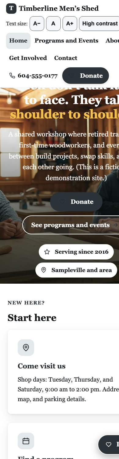 Mobile view of the Maple template in the Soft Slate palette